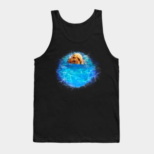 Cavapoo swimming puppy dog   - cavalier king charles spaniel poodle, puppy love Tank Top